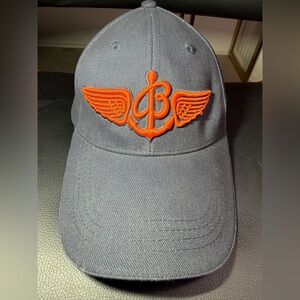 Navy Blue Cap with Orange Logo Breitling